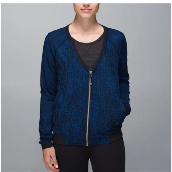 LULULEMON | H'Om Run Jacket SWAG sweatshirt zip up navy sz 2 - Picture 2 of 6